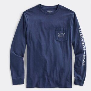 NWT Vineyard Vines Vintage Whale Long-Sleeve Pocket Tee - Blue Blazer